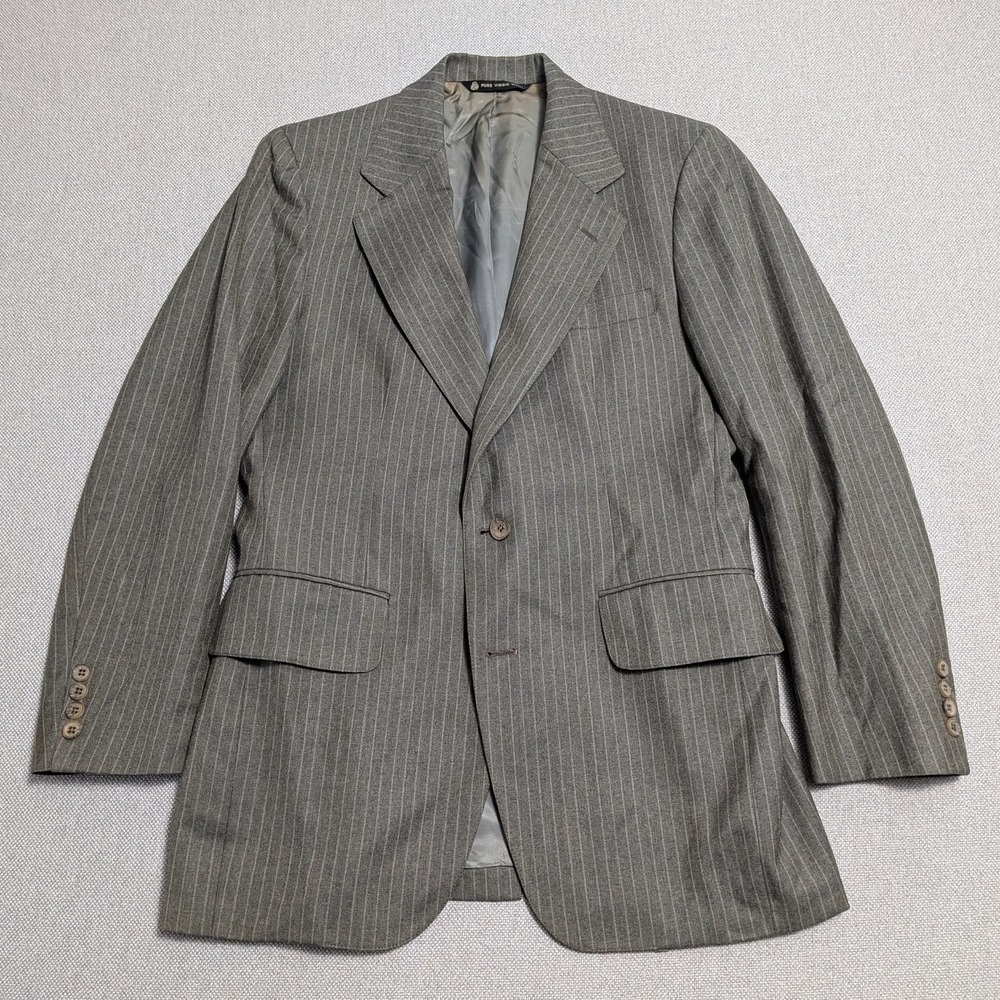 Jos. A. Bank Jacket Men's 38R Gray Pinstripe Pure Virgin Wool Blazer Union USA